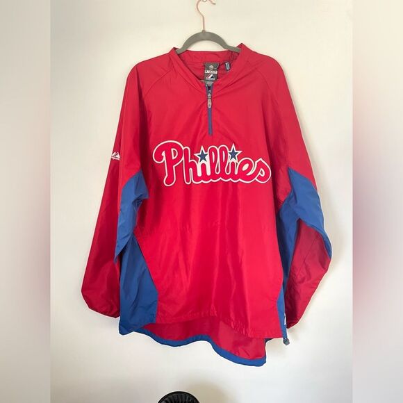 Majestic MLB Philadelphia Phillies Authentic Cool Base Apparel Pullover 1/4 Zip - Picture 5 of 11
